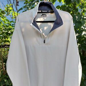 Men's XXL Slazenger Golf Windbreaker Pullover Quarter Zip Beige/Ivory/Cream